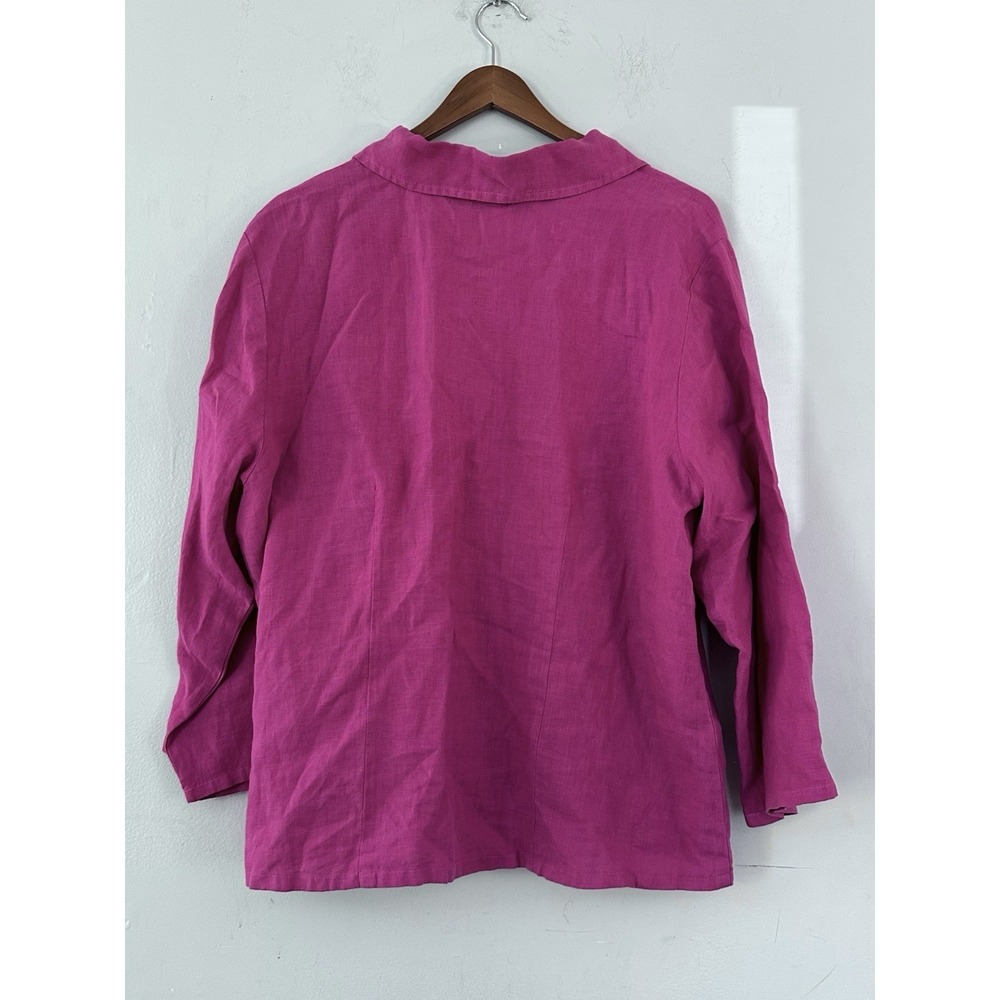 Heaven Linen XL Button Down Shirt 3/4 Sleeve Raspberry Boxy Lagenlook Oversized - Picture 5 of 7